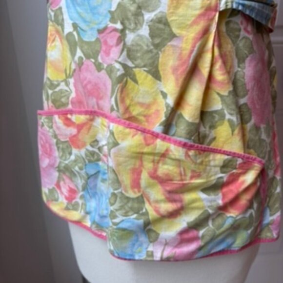 Vintage 70s handmade floral cobblers smock full apron - Picture 6 of 13